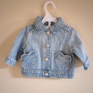 Baby Old Navy Blue Jean jacket with heart shaped pockets